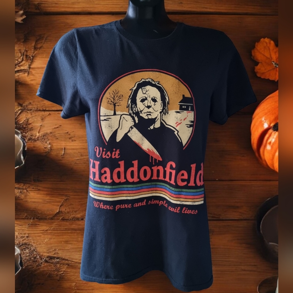Halloween Michael Myers 'Visit Haddonfield" Where pure and simple evil lives Tee